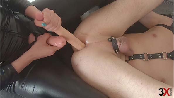 Slave Boy Pegged And Covered In Cum (All Leather) - K Wolf T