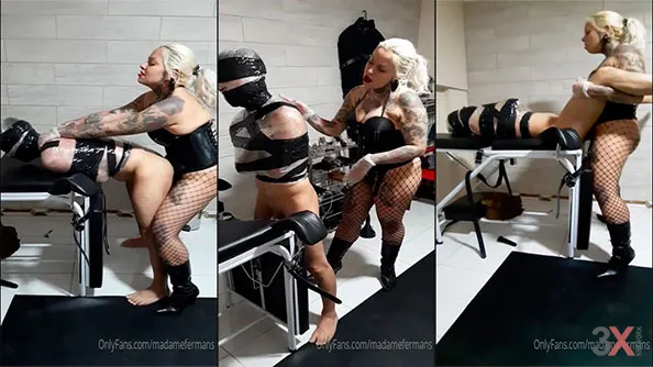 Mummification And Pegging Hard With Little Slave - Madame Fermans