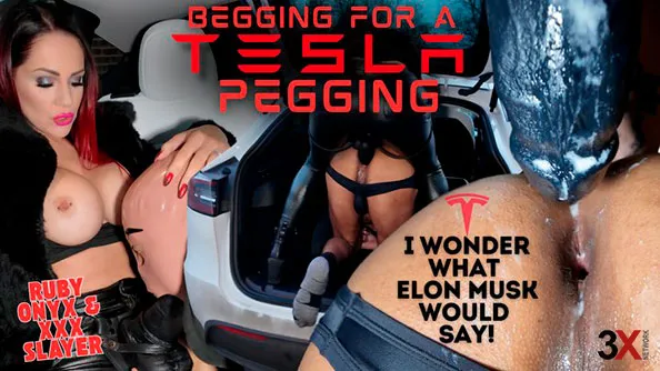 Begging For A Tesla Pegging By Ruby Onyx (4K) - Ruby Onyx and Slayer
