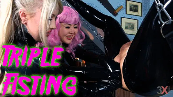 Triple Anal Fisting ft Latex Mistress Patricia Princess Aurora - Kinky Femdom Fisting - Mistress Patricia, Princess Aurora and Maz Morbid