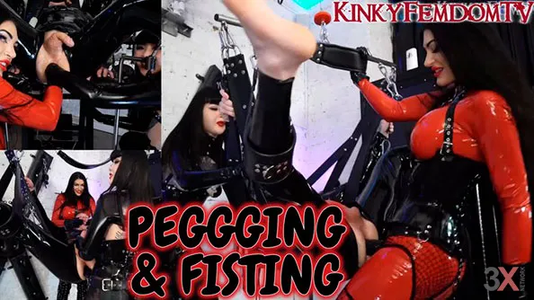 Two Goddesses Pegging and Fisting Slave in Sling and Gyno Chair - Kinky Femdom Pegging and Strapon - Mistress Damazonia, Mistress Patricia, Maz Morbid
